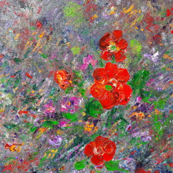 Painting titled "Flower-motif - Insp…" by Marija Sviličić, Original Artwork, Oil