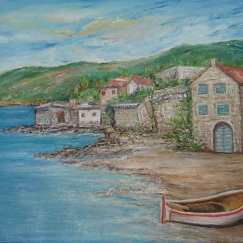 Pittura intitolato "Komiža-Otok Vis, Cr…" da Marija Sviličić, Opera d'arte originale, Olio