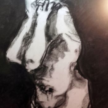 Drawing titled "Peur panique - Pani…" by Marijo Ponce Fest, Original Artwork, Charcoal
