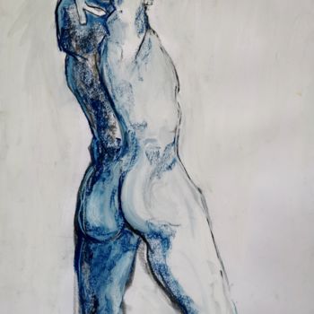 Рисунок под названием "Homme bleu - Blue m…" - Marijo Ponce Fest, Подлинное произведение искусства, Пастель