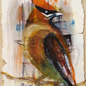 Dessin intitulée "Cardinal." par Marie Ruda, Œuvre d'art originale, Aquarelle