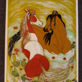 绘画 标题为“Love and horses.” 由Marie Ruda, 原创艺术品, 丙烯