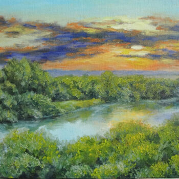 Peinture intitulée "River Neman" par Marina, Œuvre d'art originale, Huile