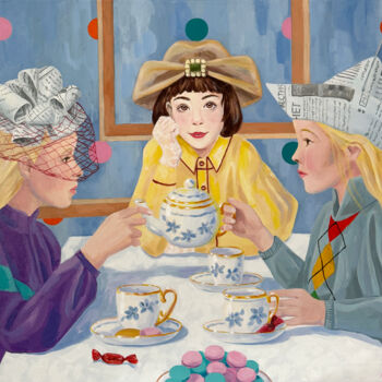 绘画 标题为“Tea time” 由Marina Beresneva, 原创艺术品, 丙烯 安装在木质担架架上