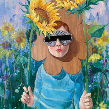Malerei mit dem Titel "Cardboard Flower" von Marina Beresneva, Original-Kunstwerk, Acryl Auf Keilrahmen aus Holz montiert