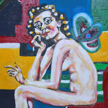 Malerei mit dem Titel "Nude Fairy" von Marina Black, Original-Kunstwerk, Öl