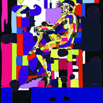 Arte digitale intitolato "art-deco nude" da Marina Black, Opera d'arte originale, Pittura digitale