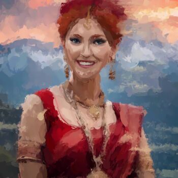 「Joy, beautiful woman」というタイトルの絵画 Marina Fedorovaによって, オリジナルのアートワーク, オイル
