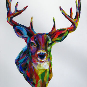 Malerei mit dem Titel "Deer" von Marina Geipel, Original-Kunstwerk, Acryl