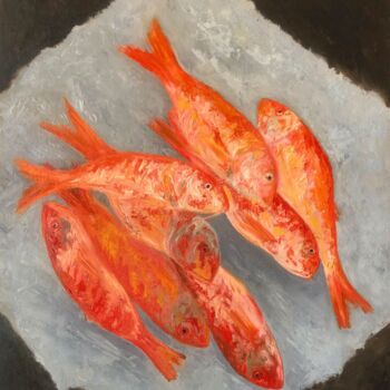 Картина под названием "Red Mullet Fish" - Marina Gorbachova, Подлинное произведение искусства, Масло