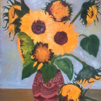 Ζωγραφική με τίτλο "Ukrainian Sunflowers" από Marina Gorbachova, Αυθεντικά έργα τέχνης, Λάδι