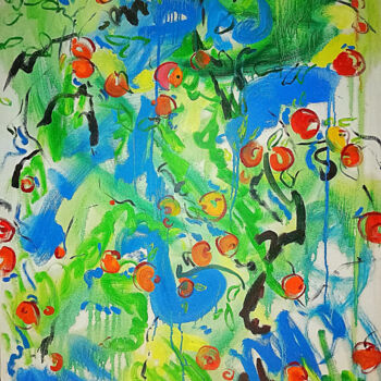 Peinture intitulée "apple tree in the s…" par Marina Kliman, Œuvre d'art originale, Huile