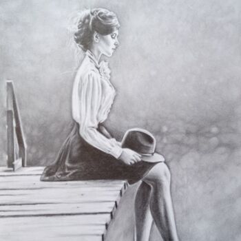 Rysunek zatytułowany „Girl and hat” autorstwa Marina Ternavskaya, Oryginalna praca, Ołówek