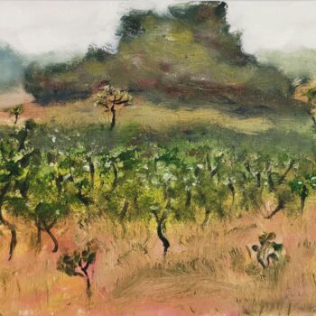 Painting titled "Tree mountain" by Plaline, Original Artwork, Oil