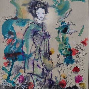 Dessin intitulée "Ink gheisa" par Marina Del Pozo, Œuvre d'art originale, Encre