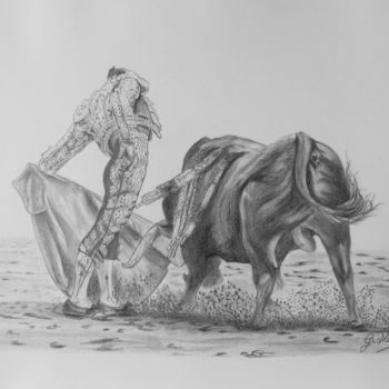 Dessin intitulée "Dibujo torero" par Guillermo Mateos Suero, Œuvre d'art originale, Graphite