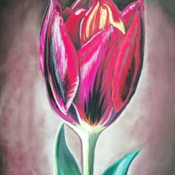 Peinture intitulée "La Tulipe" par Marine Sansas, Œuvre d'art originale, Pastel