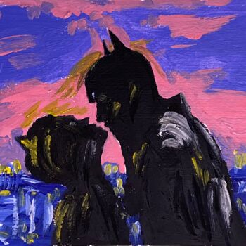 Schilderij getiteld "Batman loves catwom…" door Mario Pratesi, Origineel Kunstwerk, Olie