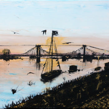Peinture intitulée "SUNSET BRIDGE" par Marion Capdevila, Œuvre d'art originale, Acrylique