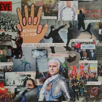 Collages titulada "La grève" por Marion Revoyre, Obra de arte original, Collages