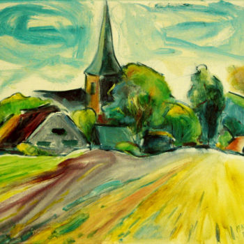 Painting titled "The village of Diev…" by Michelangelo Verso, Original Artwork, Oil