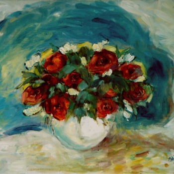 Schilderij getiteld "Bouquet of fresh fl…" door Michelangelo Verso, Origineel Kunstwerk, Olie