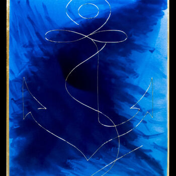 Painting titled "Le bleu de la Médit…" by Mariya Velychko, Original Artwork, Acrylic Mounted on Wood Stretcher frame