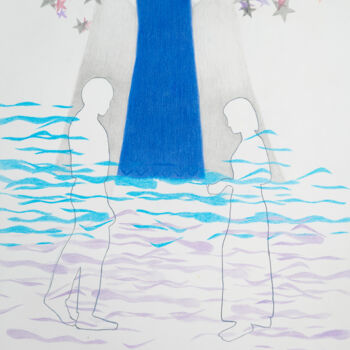 Dessin intitulée "The Moon's Blessing" par Marjolein Gamble, Œuvre d'art originale, Crayon