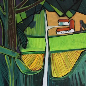 Painting titled "The Farm" by Mark Harris, Original Artwork, Acrylic