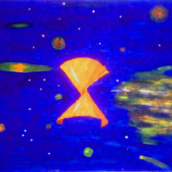 绘画 标题为“"Diabolo in space"” 由Mark Herzog, 原创艺术品, 油 安装在木板上