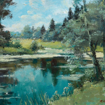 Malarstwo zatytułowany „The Pond” autorstwa Mark Kremer, Oryginalna praca, Olej