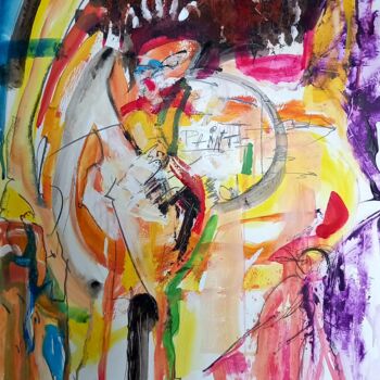 Malerei mit dem Titel "Mapa 2 Young Indian…" von Mark Peintre, Original-Kunstwerk, Acryl