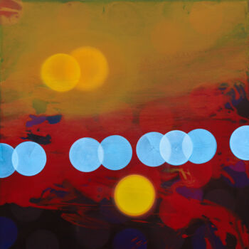 Painting titled "Lichter XLIV" by Markus Honerla, Original Artwork, Lacquer Mounted on Wood Stretcher frame