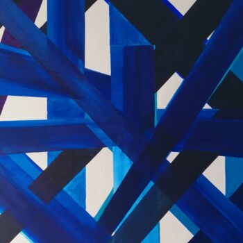 Ζωγραφική με τίτλο "blue stripes II" από Marleen, Αυθεντικά έργα τέχνης, Λάδι