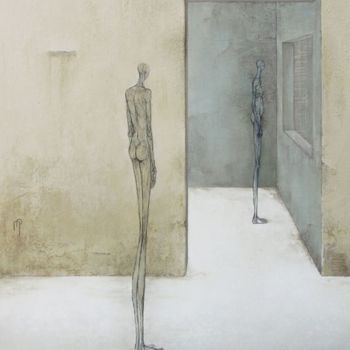 Schilderij getiteld "un desconocido en c…" door Marleen Pauwels, Origineel Kunstwerk, Olie