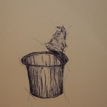 Dibujo titulada "Pot yaourt" por Marlène Bonnaffé, Obra de arte original, Tinta