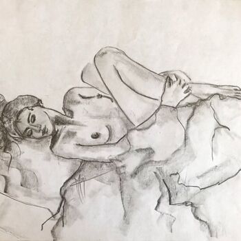 Dibujo titulada "FEMME AU REPOS" por Marlène Regazzoni (MaOni), Obra de arte original, Lápiz
