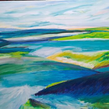 Painting titled "Aqua y Terra" by Marlies Kort, Original Artwork, Acrylic