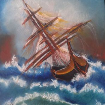 Painting titled "la-tempete.jpg" by Hichem, Original Artwork, Pastel