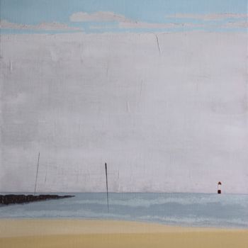 Malarstwo zatytułowany „Trouville, la plage” autorstwa Maron, Oryginalna praca, Olej Zamontowany na Drewniana rama noszy