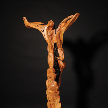 Sculpture titled "Ascending to the Sky" by Maroun Hakim, Original Artwork, Wood
