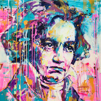 Malarstwo zatytułowany „Ludwig van Beethoven” autorstwa Marta Zawadzka, Oryginalna praca, Akryl Zamontowany na Drewniana ram…