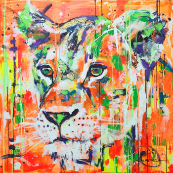 Painting titled "Wild Elegance" by Marta Zawadzka, Original Artwork, Acrylic Mounted on Wood Stretcher frame