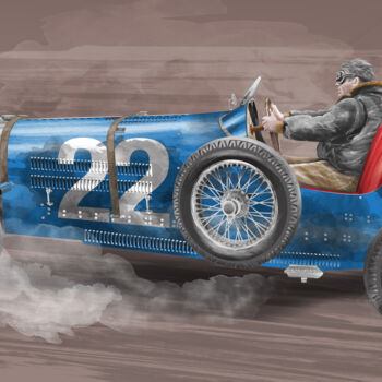 Arte digital titulada "Bugatti bleue" por Martin-Freville, Obra de arte original, Pintura Digital