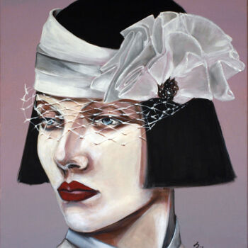 Painting titled "Louise" by Martin-Freville, Original Artwork, Acrylic Mounted on Wood Stretcher frame