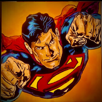 Painting titled "SuperClark" by Martin Moore, Original Artwork, Acrylic Mounted on Wood Stretcher frame