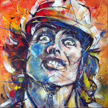 Peinture intitulée "Angus Young - AC/DC" par Martin Street-Art, Œuvre d'art originale, Acrylique Monté sur Châssis en bois