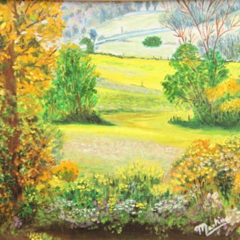 Peinture intitulée "Prairie" par Martine Bonnerave, Œuvre d'art originale, Autre