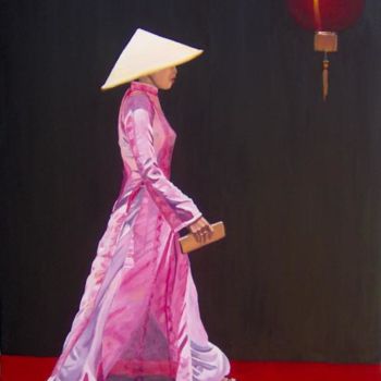 Painting titled "Promenade" by Martine Cazajus, Original Artwork, Oil