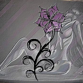 Digital Arts titled "Fleur mauve" by Winique, Original Artwork